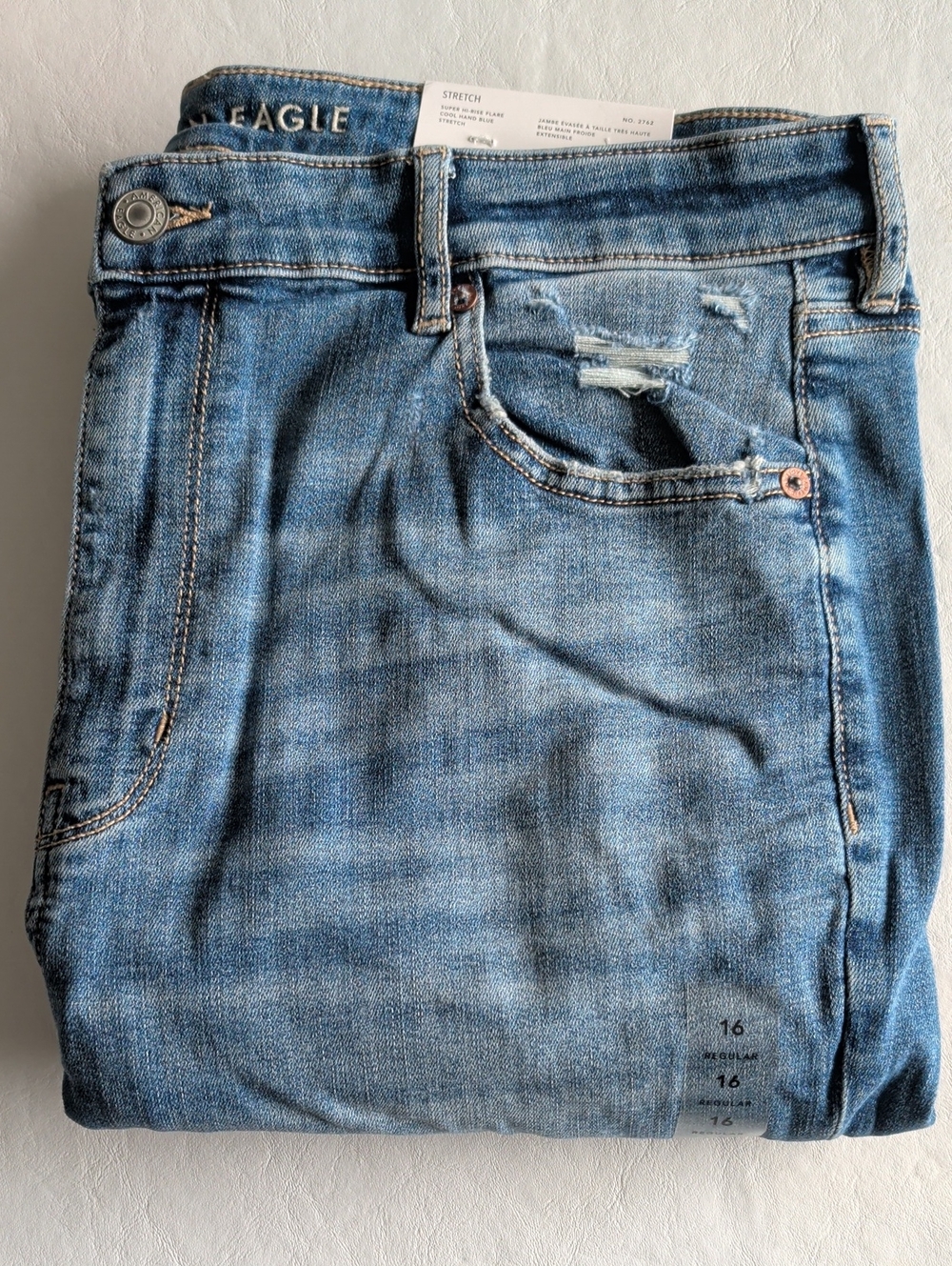 NWT American Eagle Super Hi-Rise Flare Stretch Jeans Women's Size 16 - Picture 8 of 8
